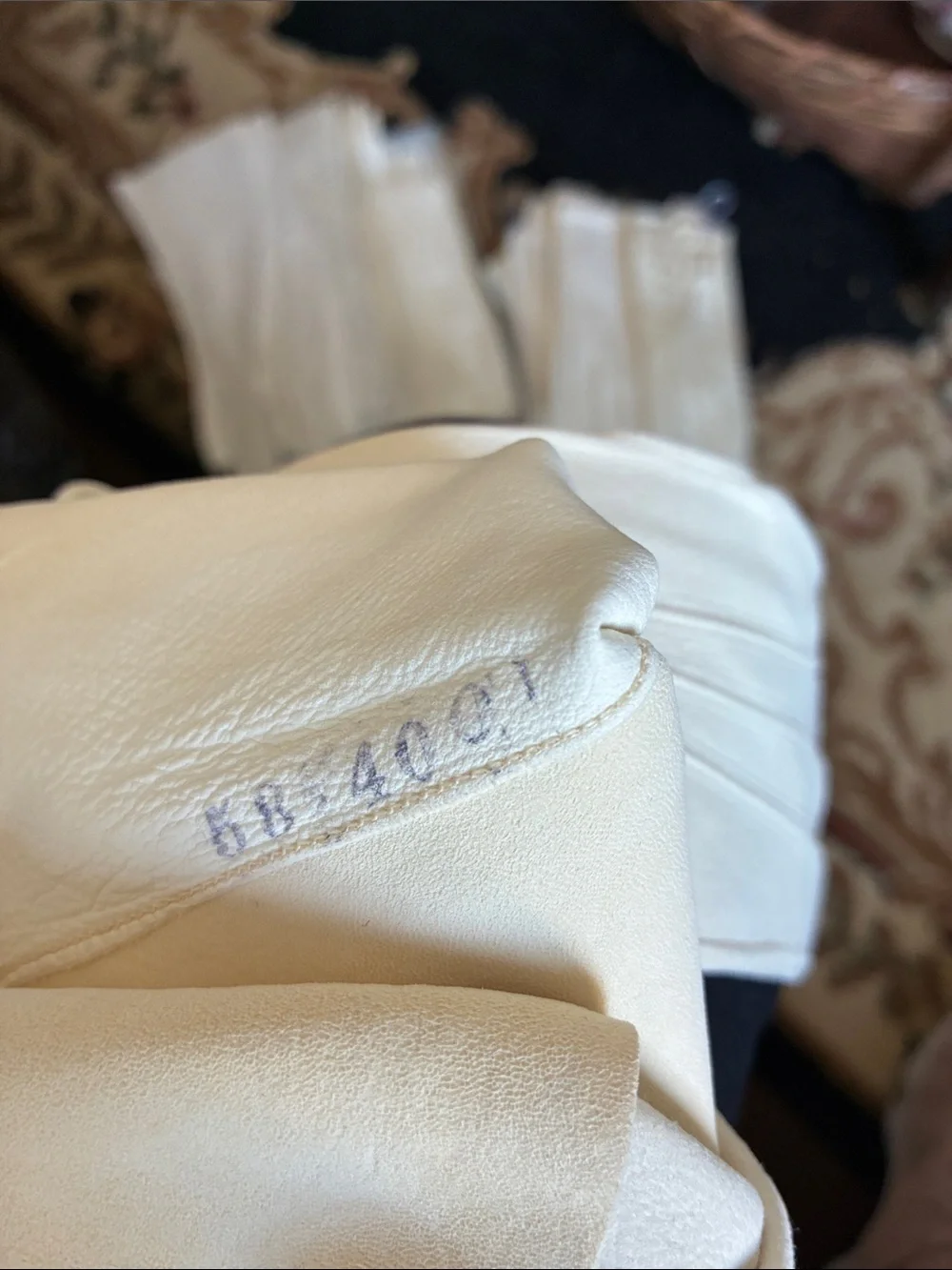 Vintage White Kid Leather Long Gloves with Button Detail